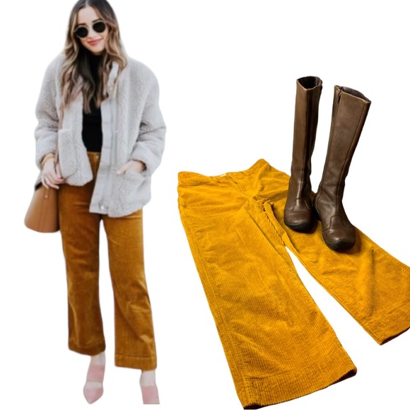 Madewell Cropped Wide-Leg Golden Corduroys Sz 26 - Picture 2 of 14